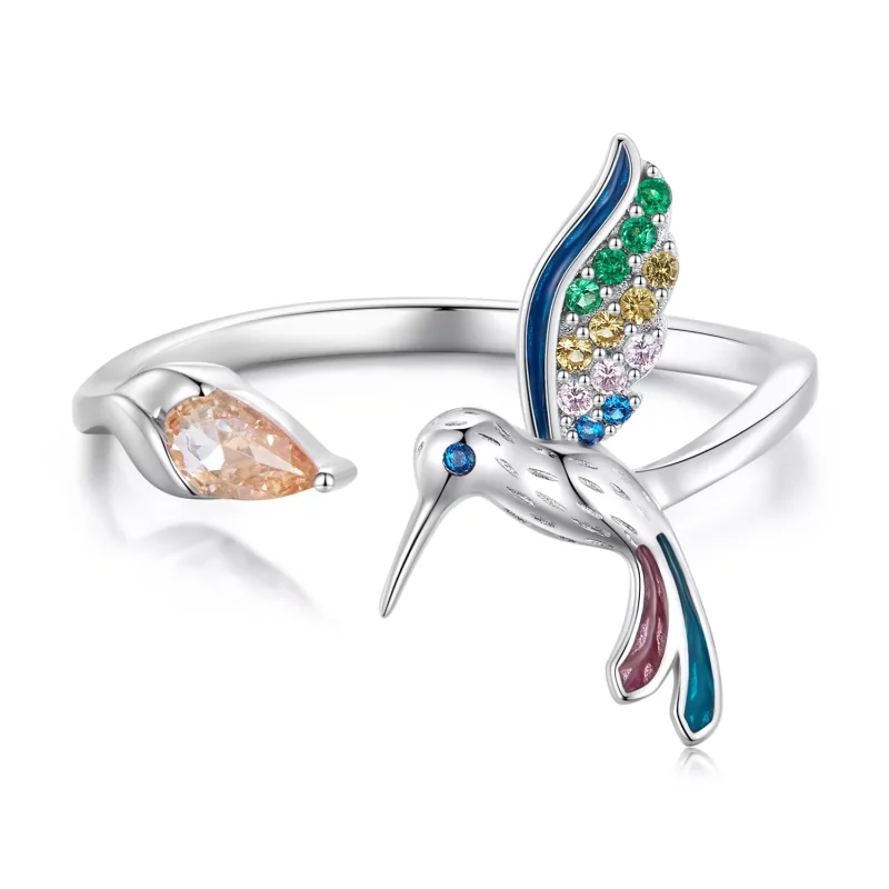 (imagen para) Anillo abierto estilo Pandora con colibrí - BSR391 - Ver 3