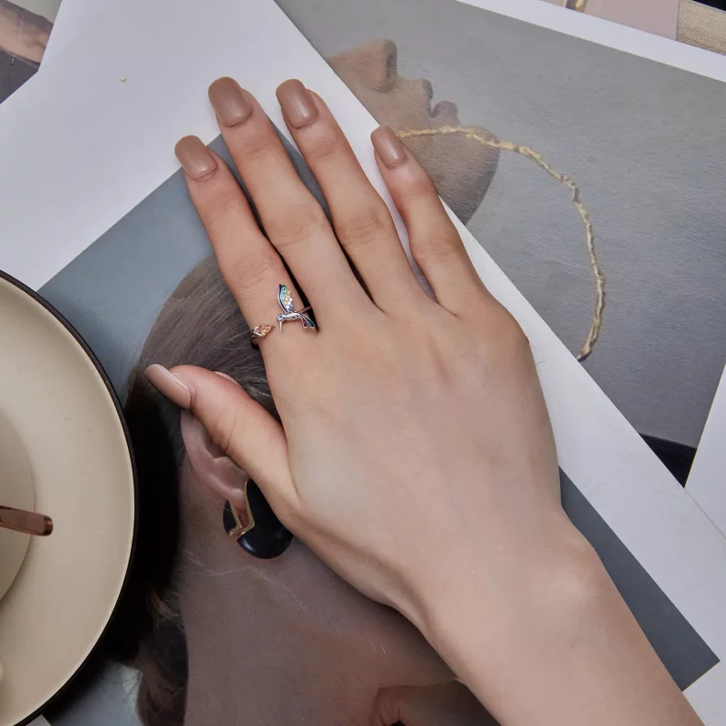 (imagen para) Anillo abierto estilo Pandora con colibrí - BSR391 - Ver 6