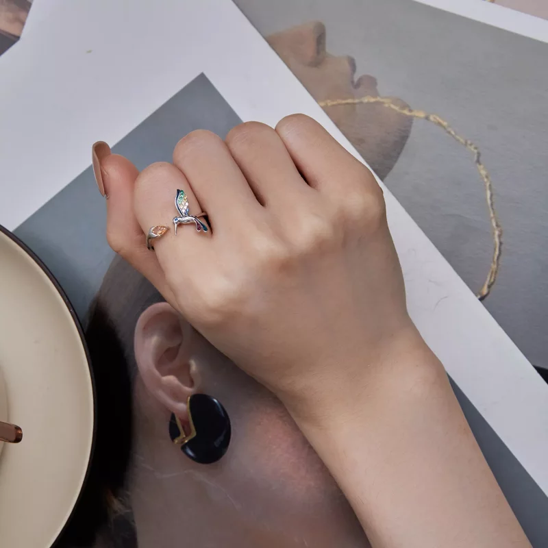 (imagen para) Anillo abierto estilo Pandora con colibrí - BSR391 - Ver 7