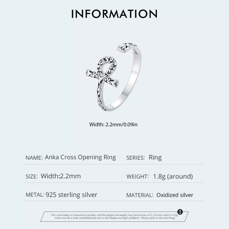 (imagen para) Anillo abierto estilo Pandora con cruz Ankh - SCR972-E - Ver 4