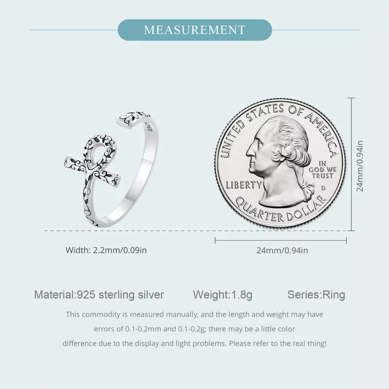 (imagen para) Anillo abierto estilo Pandora con cruz Ankh - SCR972-E - Ver 5