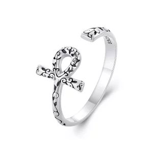 (imagen para) Anillo abierto estilo Pandora con cruz Ankh - SCR972-E