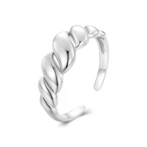 (imagen para) Anillo abierto estilo Pandora con diseño de ondas - BSR459-E