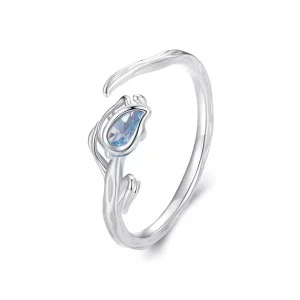 (imagen para) Anillo abierto estilo Pandora con diseño de tulipán - BSR465-E