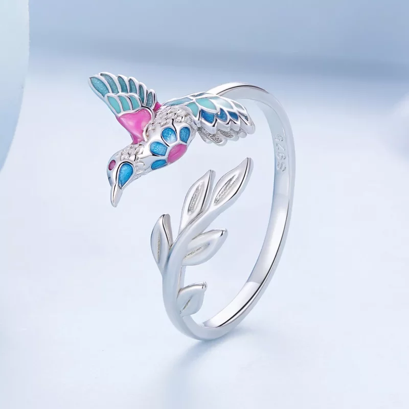 (imagen para) Anillo abierto estilo Pandora con Martín Pescador - BSR483-E - Ver 2