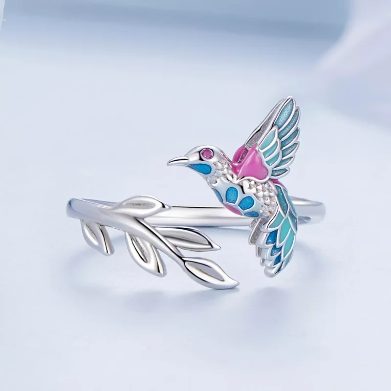 (imagen para) Anillo abierto estilo Pandora con Martín Pescador - BSR483-E - Ver 3