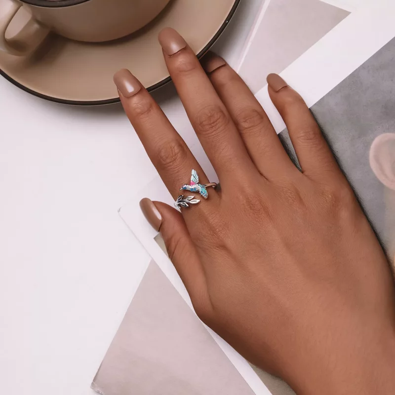 (imagen para) Anillo abierto estilo Pandora con Martín Pescador - BSR483-E - Ver 4
