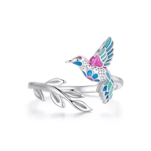 (imagen para) Anillo abierto estilo Pandora con Martín Pescador - BSR483-E