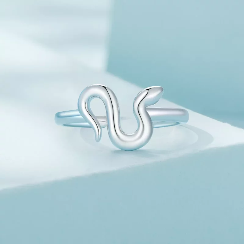 (imagen para) Anillo abierto estilo serpiente en estilo Pandora - SCR926 - Ver 3