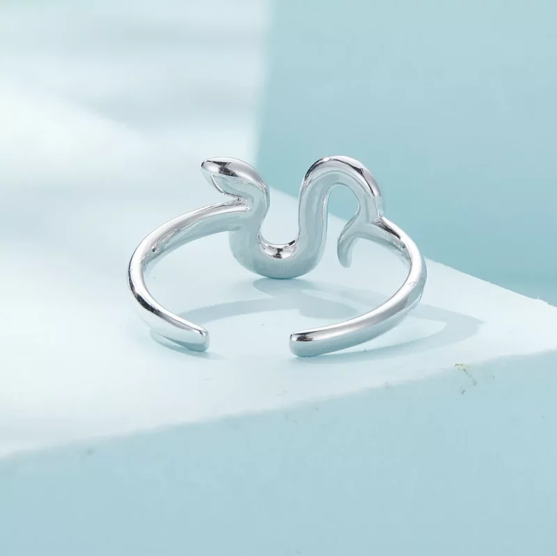 (imagen para) Anillo abierto estilo serpiente en estilo Pandora - SCR926 - Ver 4