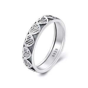 (imagen para) Anillo con diseño de corazón en relieve estilo Pandora - SCR964