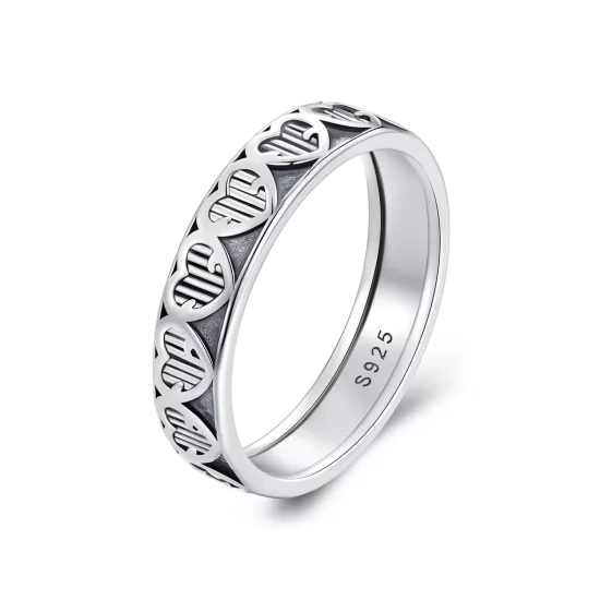 (imagen para) Anillo con diseño de corazón en relieve estilo Pandora - SCR964