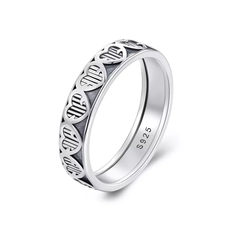 (imagen para) Anillo con diseño de corazón en relieve estilo Pandora - SCR964