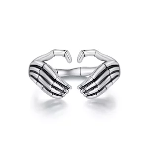 (imagen para) Anillo con estilo Pandora en forma de mano de esqueleto - SCR971-E