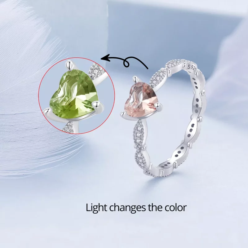 (imagen para) Anillo con forma de corazón estilo Pandora con camaleón - BSR479 - Ver 2