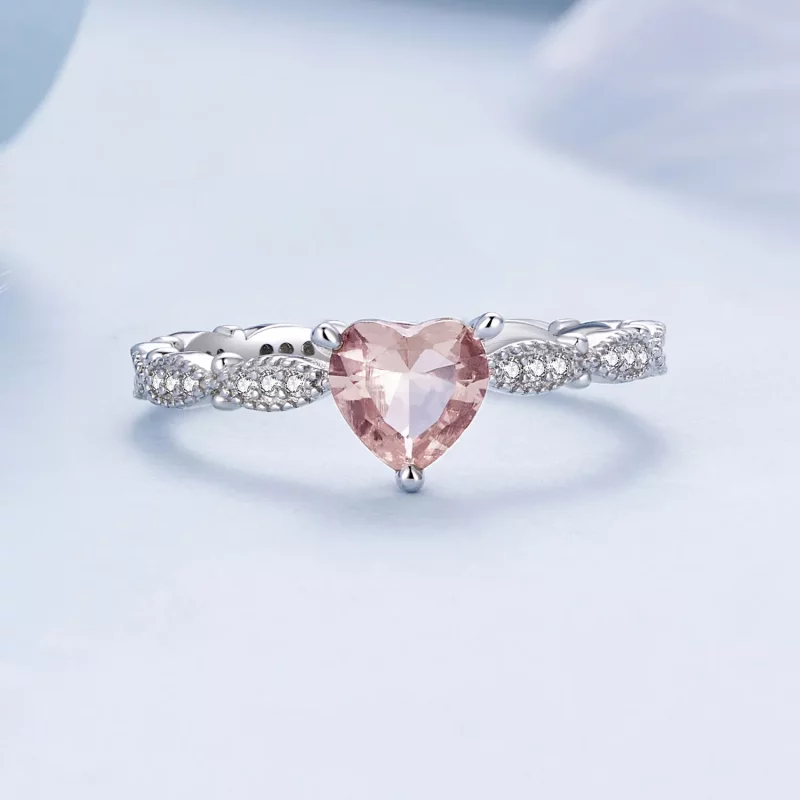 (imagen para) Anillo con forma de corazón estilo Pandora con camaleón - BSR479 - Ver 4