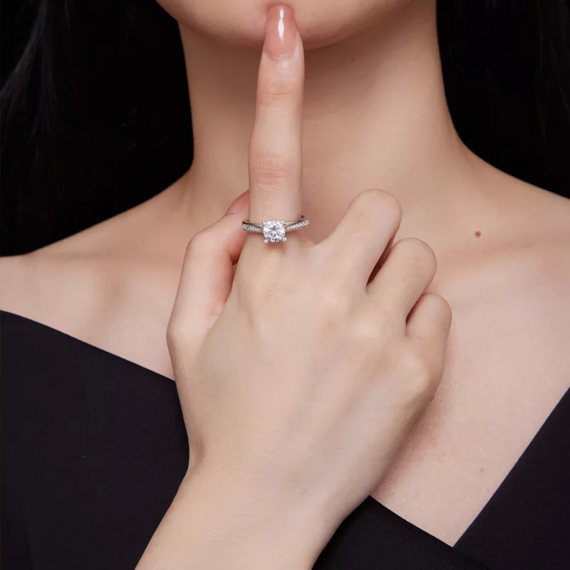 (imagen para) Anillo de boda exquisito estilo Pandora con Moissanite - MSR026 - Ver 6