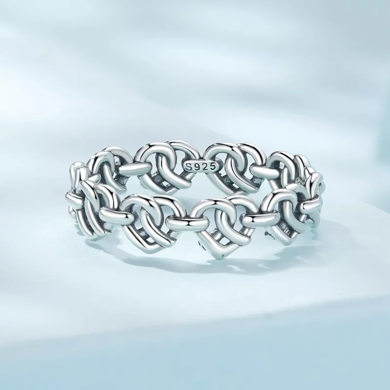 (imagen para) Anillo de cadena con forma de corazón estilo Pandora - SCR963 - Ver 3