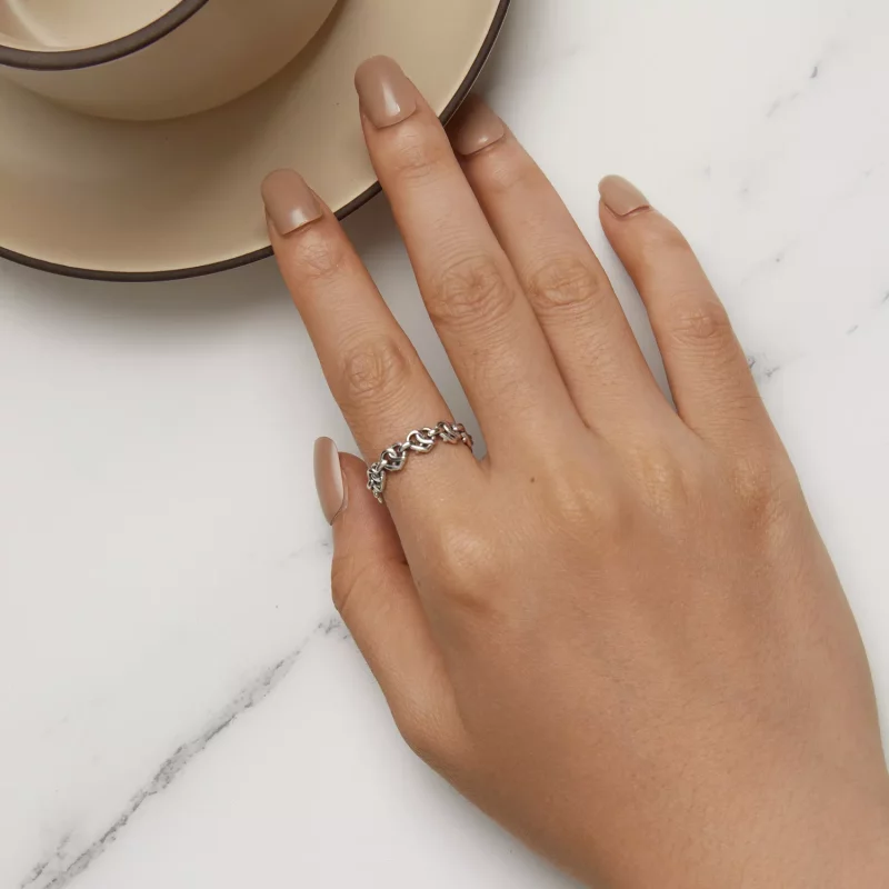 (imagen para) Anillo de cadena con forma de corazón estilo Pandora - SCR963 - Ver 5