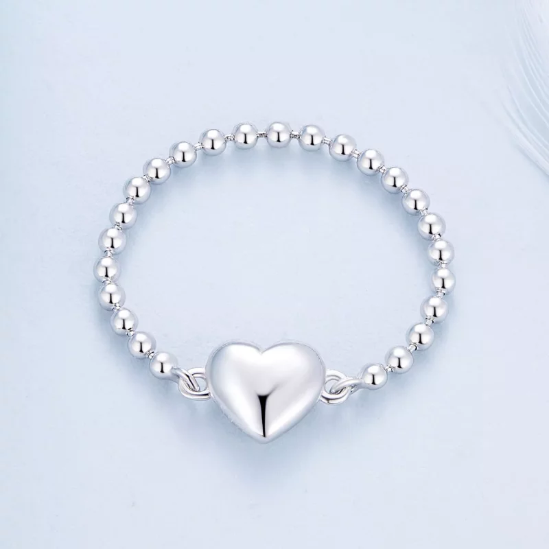 (imagen para) Anillo de cadena en forma de corazón estilo Pandora - BSR488 - Ver 2