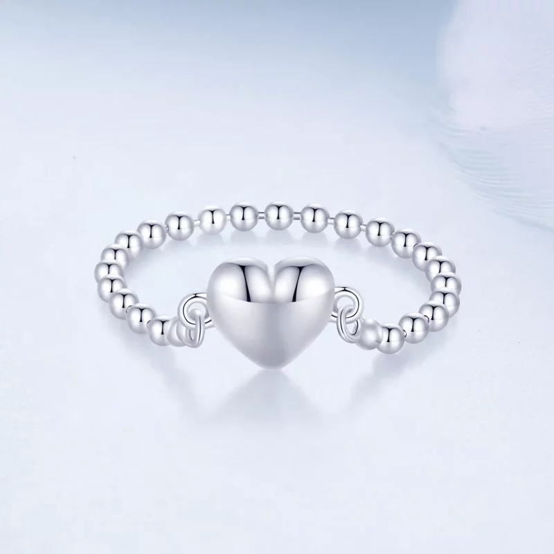 (imagen para) Anillo de cadena en forma de corazón estilo Pandora - BSR488 - Ver 3