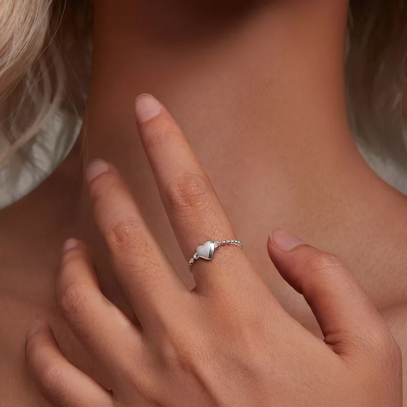 (imagen para) Anillo de cadena en forma de corazón estilo Pandora - BSR488 - Ver 4