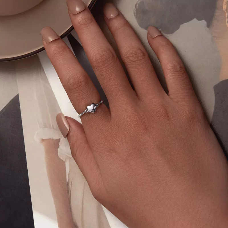 (imagen para) Anillo de cadena en forma de corazón estilo Pandora - BSR488 - Ver 5