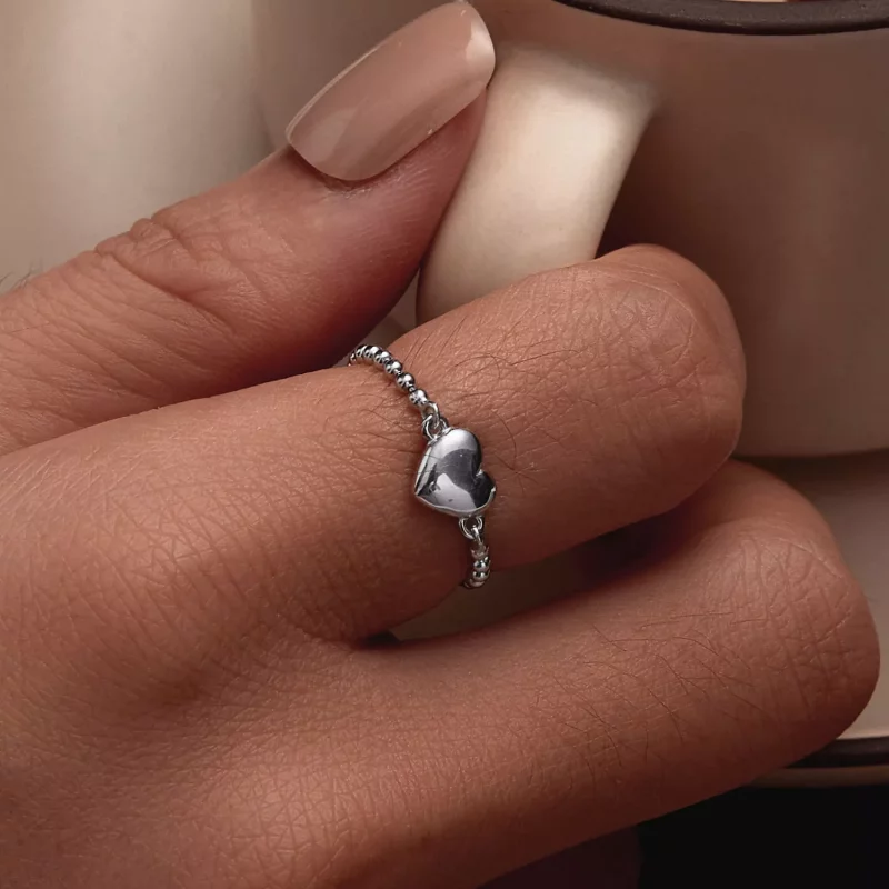(imagen para) Anillo de cadena en forma de corazón estilo Pandora - BSR488 - Ver 6