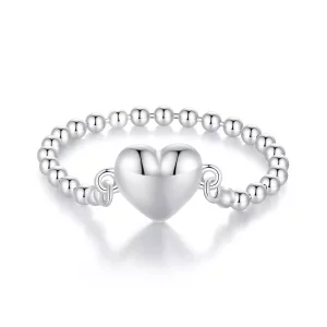 Anillo de cadena en forma de corazón estilo Pandora - BSR488 (imagen para) Anillo de cadena en forma de corazón estilo Pandora - BSR488