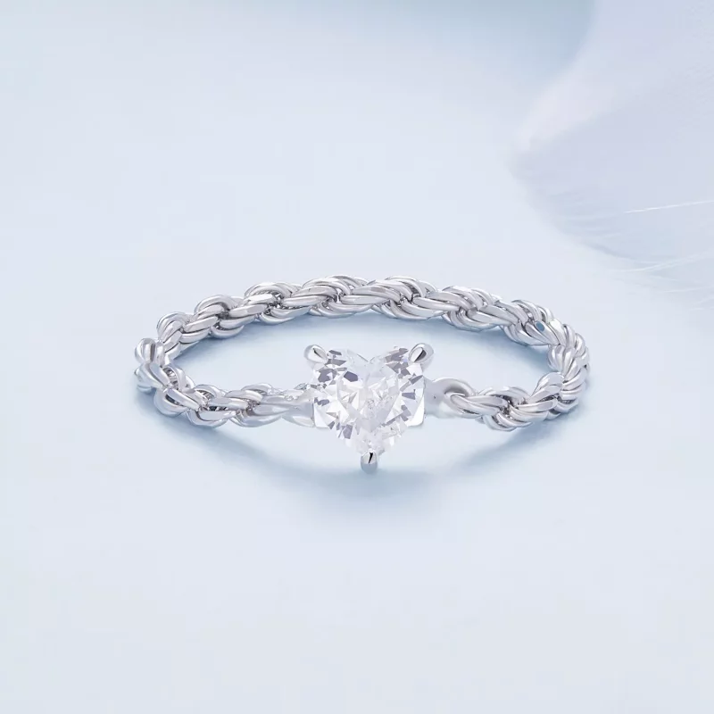 (imagen para) Anillo de cadena estilo Pandora con corazón - BSR410 - Ver 2