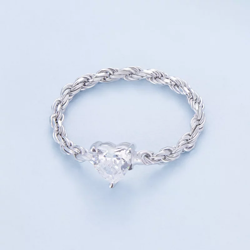 (imagen para) Anillo de cadena estilo Pandora con corazón - BSR410 - Ver 3