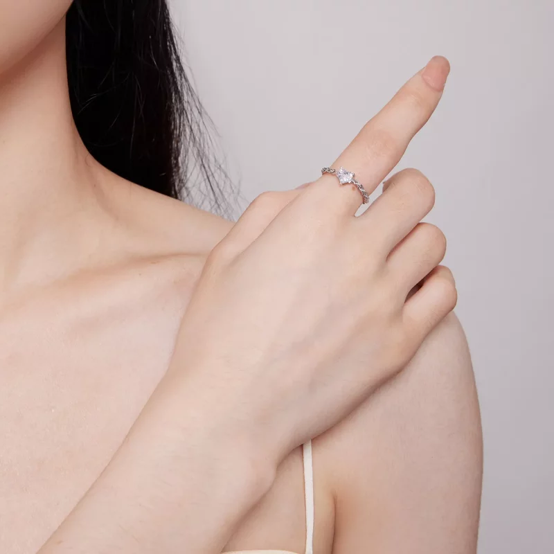 (imagen para) Anillo de cadena estilo Pandora con corazón - BSR410 - Ver 6