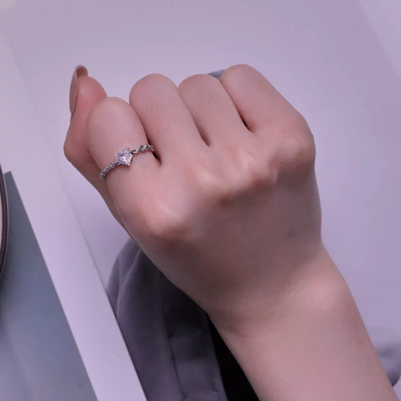 (imagen para) Anillo de cadena estilo Pandora con corazón - BSR410 - Ver 7