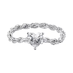 (imagen para) Anillo de cadena estilo Pandora con corazón - BSR410