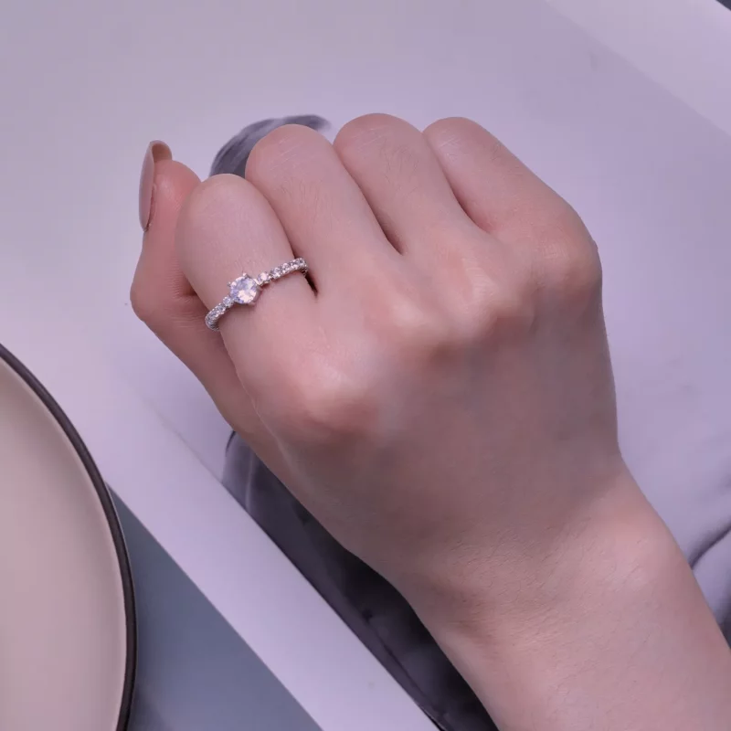 (imagen para) Anillo de circonia de cinco garras estilo Pandora con cadena - BSR411 - Ver 7