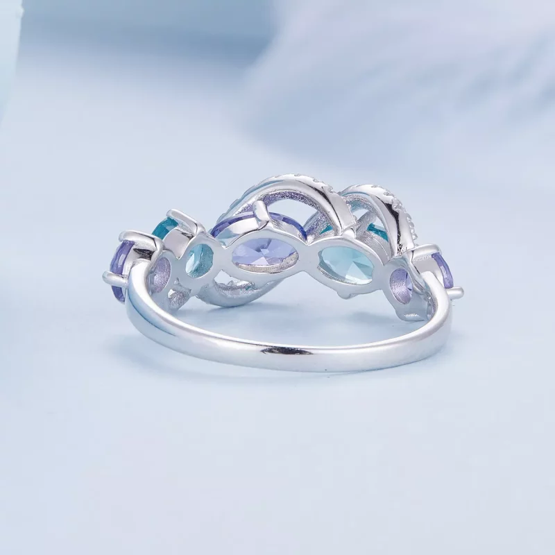 (imagen para) Anillo de cuerda lujoso con nanocircón de color estilo Pandora - BSR402 - Ver 4