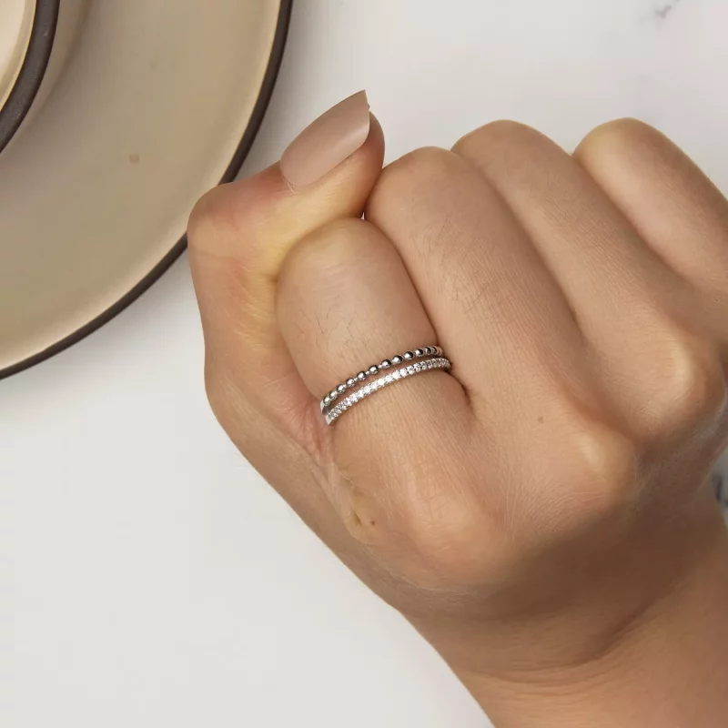 (imagen para) Anillo de doble capa estilo Pandora - BSR463 - Ver 6