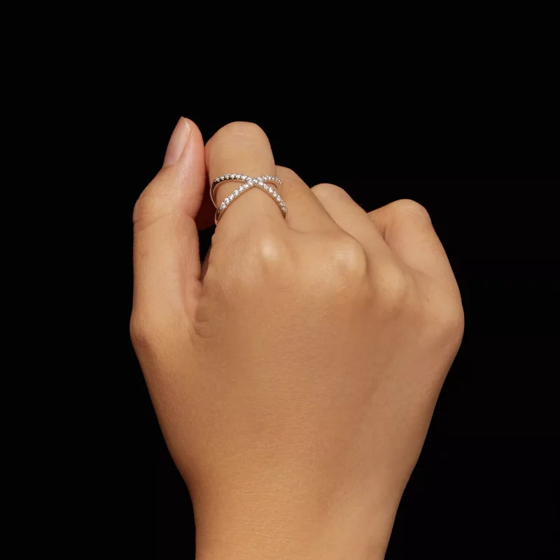 (imagen para) Anillo de doble capa estilo Pandora con Moissanita (Un certificado) - MSR036 - Ver 6