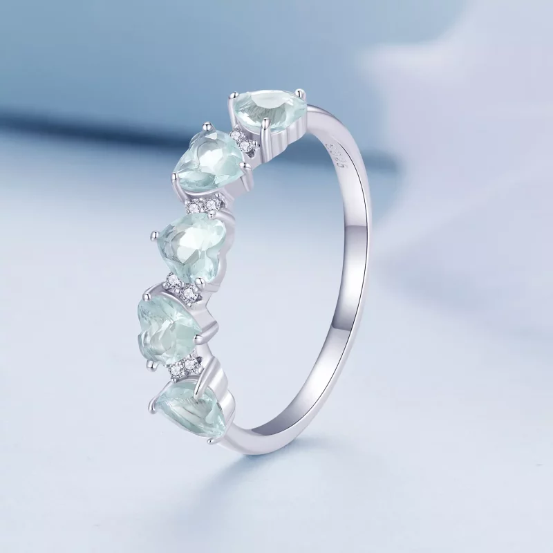 (imagen para) Anillo de estilo Pandora con corazón azul marino - BSR406 - Ver 2