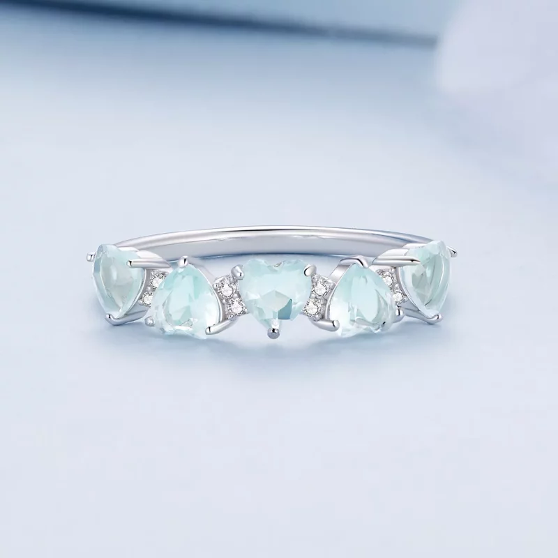 (imagen para) Anillo de estilo Pandora con corazón azul marino - BSR406 - Ver 3