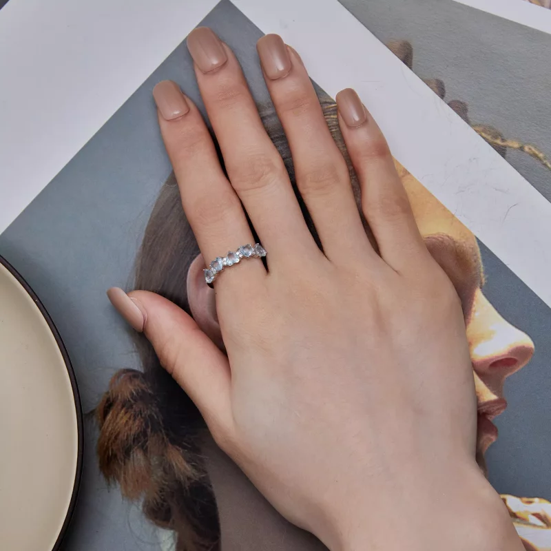 (imagen para) Anillo de estilo Pandora con corazón azul marino - BSR406 - Ver 6