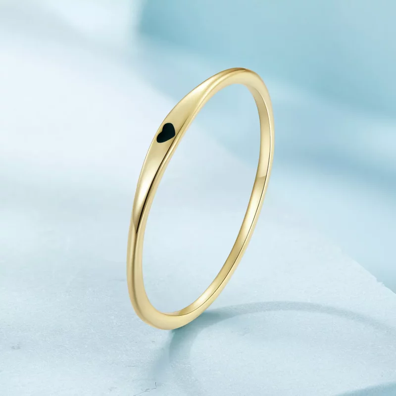 (imagen para) Anillo de estilo Pandora con corazón dorado de amor - SCR468-B - Ver 2