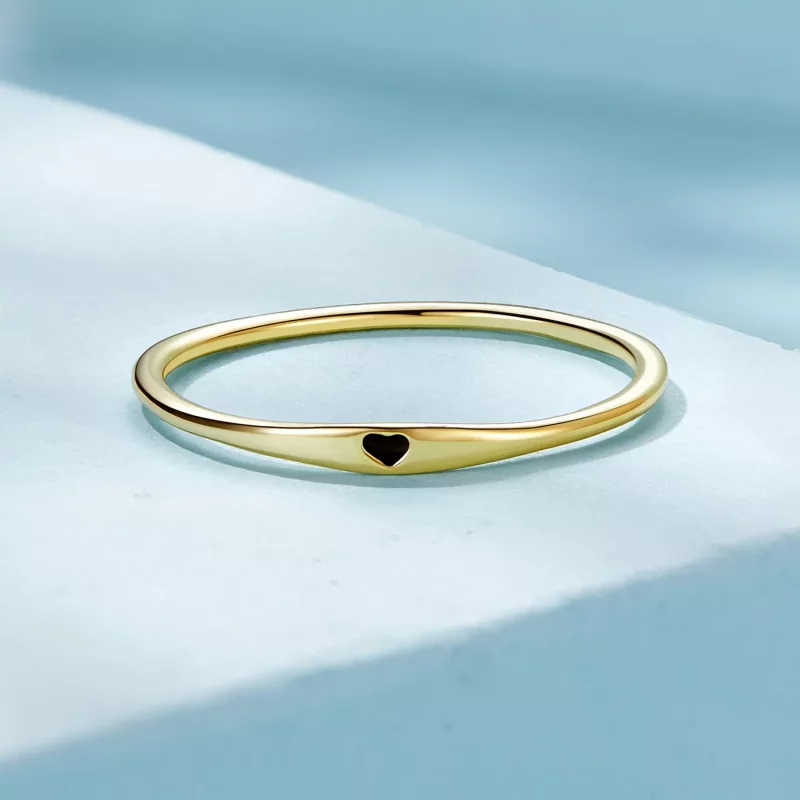 (imagen para) Anillo de estilo Pandora con corazón dorado de amor - SCR468-B - Ver 3