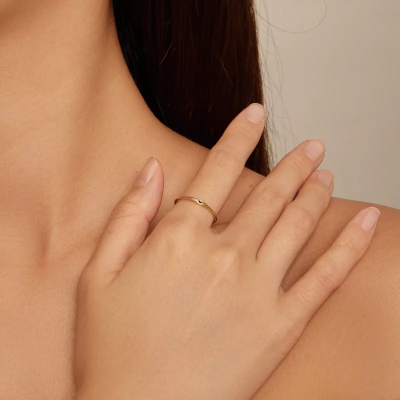 (imagen para) Anillo de estilo Pandora con corazón dorado de amor - SCR468-B - Ver 4