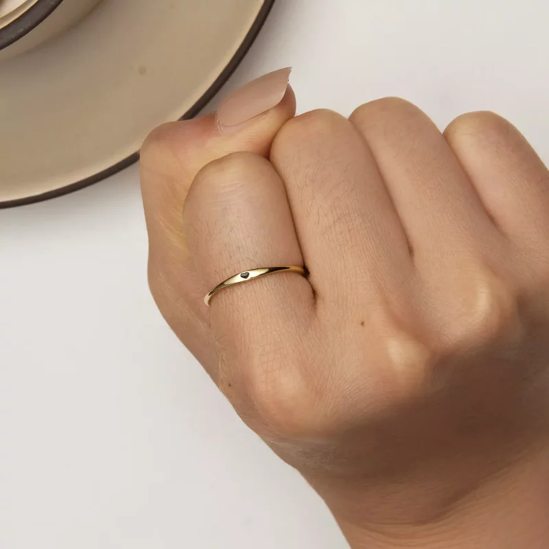 (imagen para) Anillo de estilo Pandora con corazón dorado de amor - SCR468-B - Ver 6