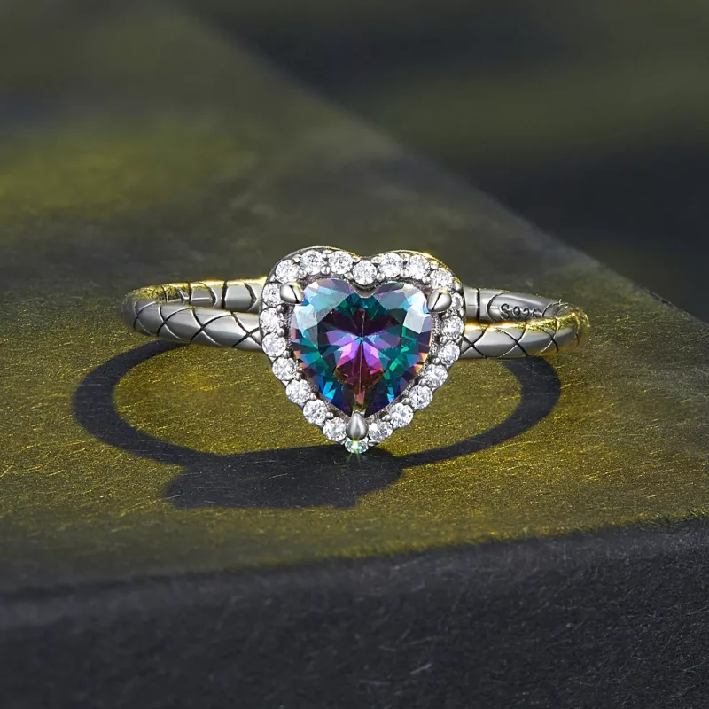 (imagen para) Anillo de estilo Pandora con corazón retro - BSR481 - Ver 3