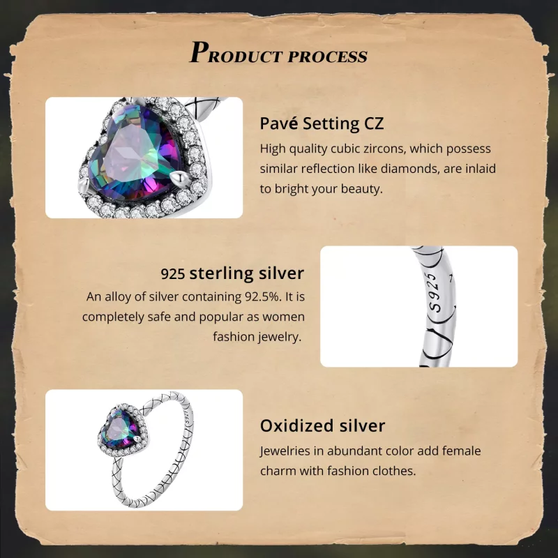 (imagen para) Anillo de estilo Pandora con corazón retro - BSR481 - Ver 4