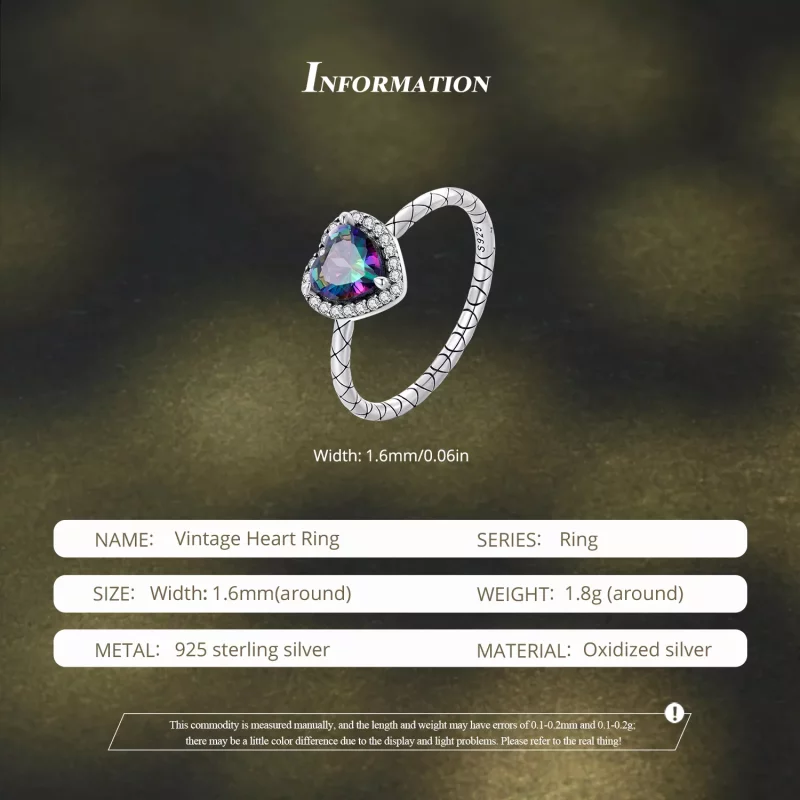 (imagen para) Anillo de estilo Pandora con corazón retro - BSR481 - Ver 5