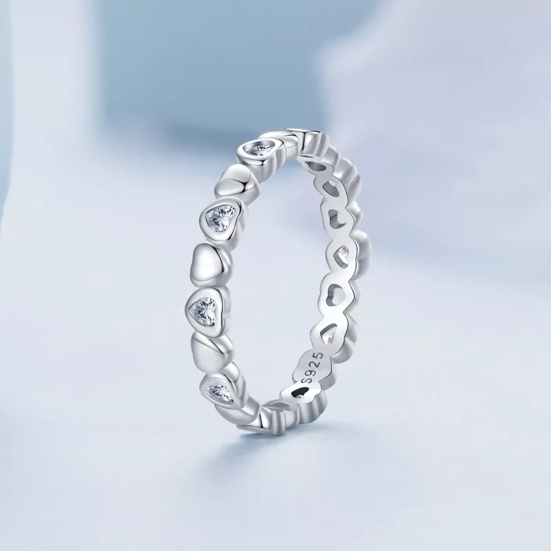 (imagen para) Anillo de estilo Pandora con corazones - BSR421 - Ver 2