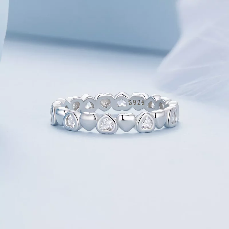 (imagen para) Anillo de estilo Pandora con corazones - BSR421 - Ver 3